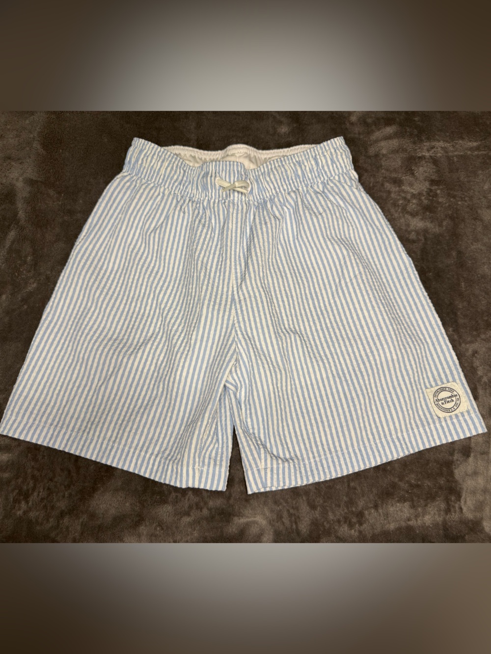 abercrombie kids seersucker Light Blue Stripes swim trucks size 9-10